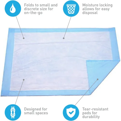 Forro desechable para cambiador de bebé, paquete económico, 50 unidades (17 x 24 pulgadas), almohadilla interior de hospital azul absorbente