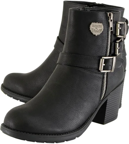 Miniatura 4 de Milwaukee MBL9405 - Botas cortas de cuero para mujer, con cremallera lateral y triple hebilla de ajuste