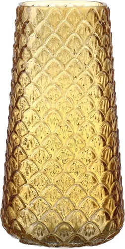 Miniatura 23 de Jarrón de vidrio ámbar para flores, florero para ramo, jarrones de vidrio modernos, jarrones acanalados para sala de estar, dormitorio, mesa