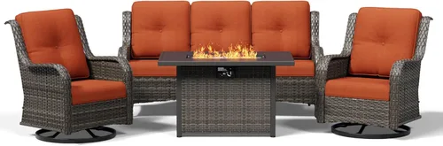 Miniatura 196 de Joyside Juego de sillas de mimbre para patio, juego de 3 piezas de mimbre para exteriores con 2 sillas reposabrazos y 1 mesa auxiliar para terraza
