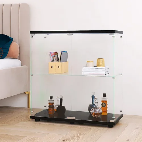 Miniatura 14 de Beauty4U - Vitrina de exhibición de una puerta con vidrio, gabinetes curio negros para sala de estar, dormitorio, oficina, exhibición de colección