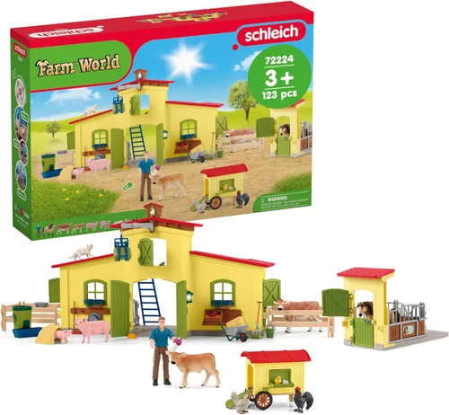 Miniatura 18 de Schleich Farm World - Juego de 6 piezas de perrera de juguete con Golden Retrievers para niños. Juguetes de animales de granja para niños y niñas.