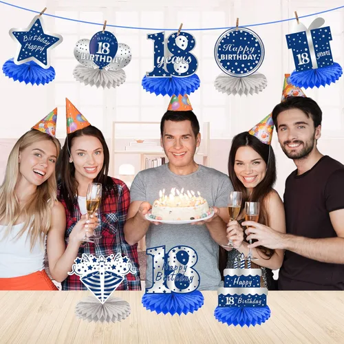Miniatura 4 de 8 piezas de decoración de cumpleaños número 18, centro de mesa para fiesta, suministros de decoración de cumpleaños número 18, centros de mesa