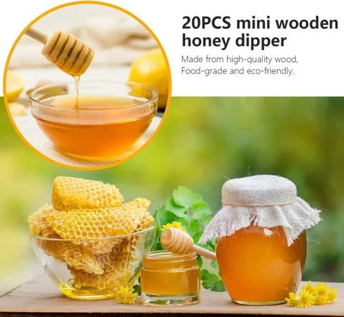 Miniatura 3 de 25 Piezas Palitos Dispensadores de Miel, Dispensador de Miel de Madera, Mini Palo de Panal de 3 Pulgadas, Palo Agitador de Miel para Dispensar