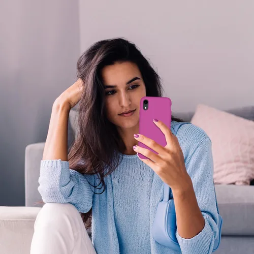 Miniatura 7 de Cordking Funda diseñada para iPhone XR, funda de silicona ultra delgada a prueba de golpes con [forro de microfibra suave antiarañazos], 6.1 Rosado