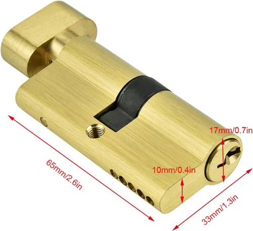 Miniatura 2 de Cerradura de cilindro de 2.559 in, cilindro de bloqueo de puerta antirrobo de cobre, cerradura de cobre de seguridad, interior para dormitorio, sala