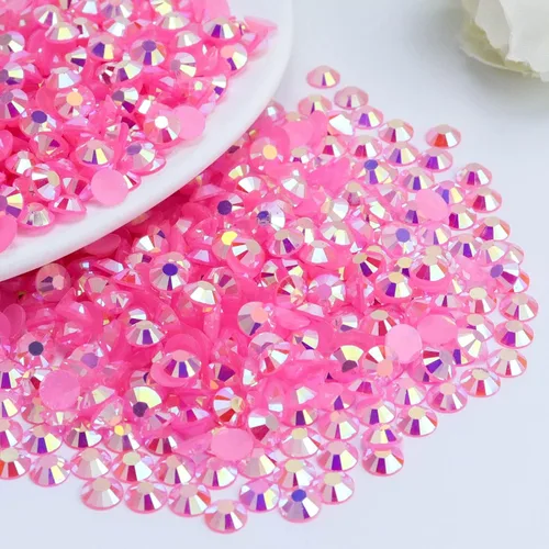 Miniatura 18 de 2000 piezas de brillantes de resina con parte trasera plana de 4 mm, brillantes de resina de gel AB azul claro/azul cielo para tazas, botellas, Azul