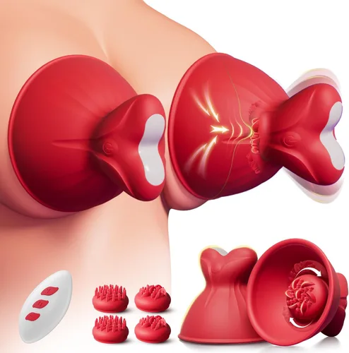 Miniatura 9 de Juguetes sexuales. Vibrador de pezones para mujeres - Juguetes de estimulación de pezones 5EN1 con 10 modos de rotación amasadora, 4 cabezales