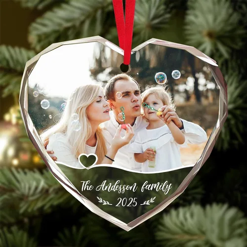 Miniatura 13 de Adornos de Navidad personalizados 2025 – Decoración de cristal de Navidad personalizada con foto/nombre, adorno colgante de cristal de cristal