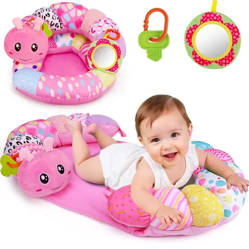 Tapete 2 en 1 para el Tiempo Boca Abajo del Bebé y Almohada de Apoyo para Sentarse, Juguetes para Bebés Recién Nacidos 0 1 2 3 4 5 6 Meses, Oruga