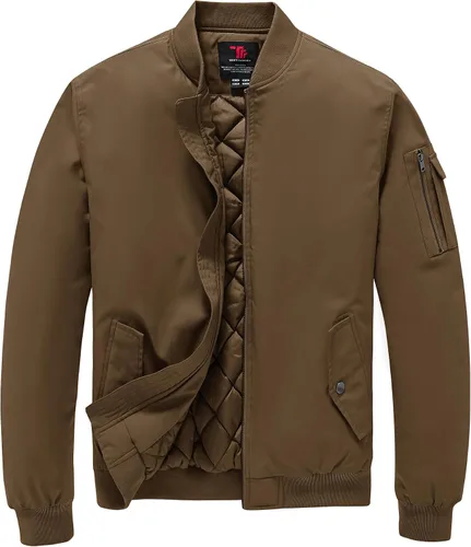 Miniatura 15 de TBMPOY - Chaqueta de hombre para el otoño, chaqueta de invierno, rompevientos, bomber, con cremallera, acolchada, de softshell, cálida