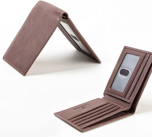 Miniatura 3 de Lositto Cartera de cuero de grano superior con bloqueo RFID para hombres, excelente como plegable de viaje