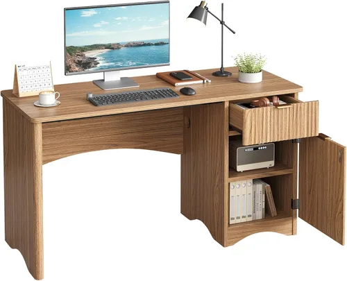 Miniatura 8 de Bestier - Escritorio para computadora con cajón, escritorio de oficina de 47 pulgadas con armario de almacenamiento, escritorio de madera moderno