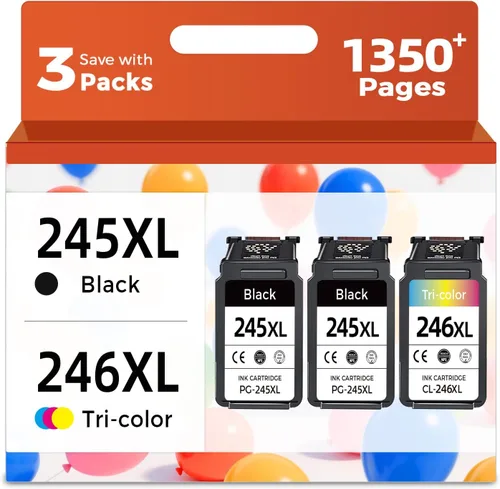 245XL 246XL - Cartuchos de tinta para Canon PG 245 CL 246 XL, color negro, paquete de 3 unidades, repuesto compatible con MG2522 MX490 TS3122 TR4520