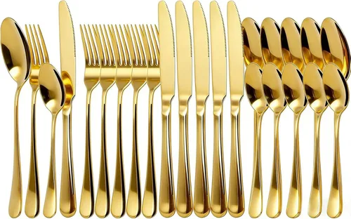Miniatura 9 de Juego de cubiertos de 24 piezas, cuchara de tenedor de cuchillos de acero inoxidable, juego de vajilla para el hogar para 6, juego de cubiertos