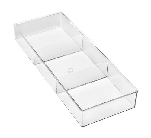 Whitmor Organizador de cajones de resina de plástico transparente fácil de limpiar de 3 secciones