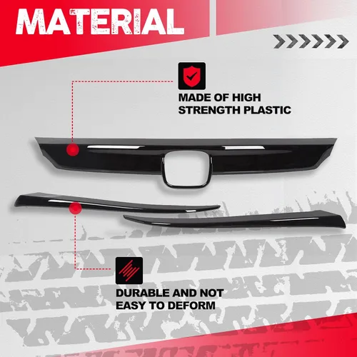 Miniatura 3 de KUAFU Juego de 3 piezas para parrilla delantera y cubierta de párpados compatible con Honda Accord 10th Gen Sedán 2018-2020, parrilla superior
