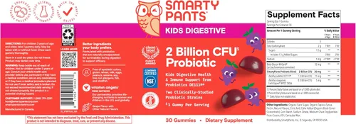 Miniatura 13 de Gomas probióticas SmartyPants para niños para la salud digestiva: suplemento de apoyo a la salud intestinal e inmunidad con 2 mil millones de CFU