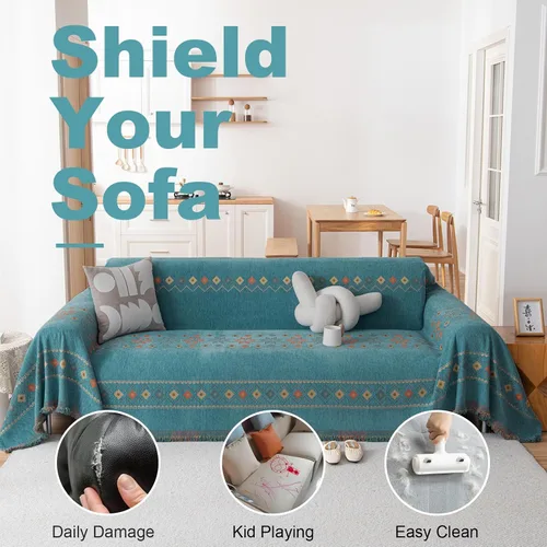 Miniatura 284 de VClife Fundas de sofá bohemio de felpilla para sofá seccional, fundas de sofá suaves y antideslizantes para sofá de 2 cojines, protector de muebles