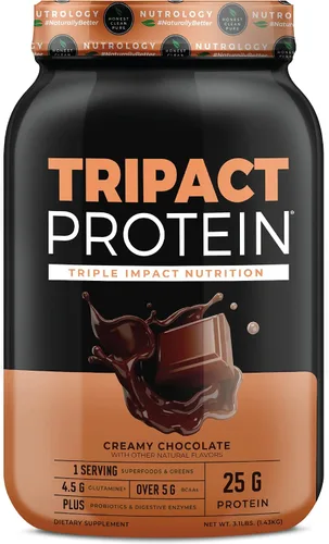 Miniatura 12 de Nutrology TRIPACT Proteína en polvo – Batido de reemplazo de comidas 7 en 1 con proteína de suero en polvo alimentado con hierba, guisante, arroz