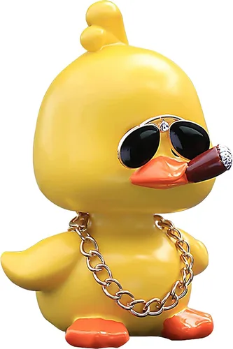wonuu Lindos adornos de pato amarillo para coche, decoraciones de tablero de instrumentos de coche, muñeca de cabeza sacudida De pie amarillo