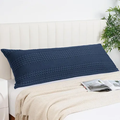 Miniatura 58 de PHF Fundas de almohada con tejido de gofre de 24" x 24", paquete de 2, funda de almohada cuadrada 100% algodón para decoración de ropa de cama, sin