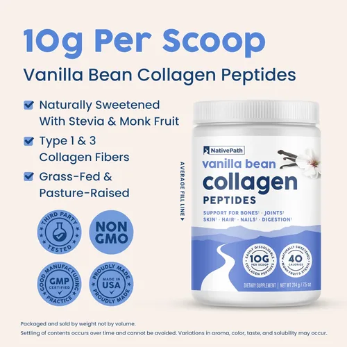 Miniatura 4 de NativePath Péptidos de colágeno – Colágeno hidrolizado tipo 1 y 3. Proteína en polvo cetogénica y paleo alimentada con pasto para cabello, piel
