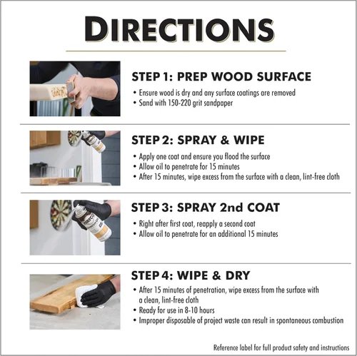 Miniatura 6 de Watco Aceite Danés Acabado para Madera en Aerosol, 11.25 oz, Natural