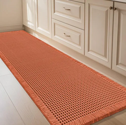 Miniatura 38 de IM HOME Tapete de baño de punto gofre, color caqui, de 24 x 17 pulgadas, tejido bohemio, moderno, absorbente, antideslizante, suave, lavable