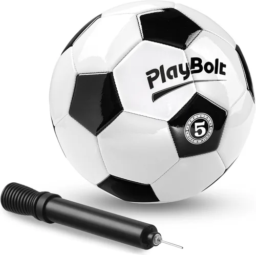 Miniatura 8 de PlayBolt Soccer Ball Size 5 with Pump - Black & White Training Practice & Match Ball for Kids, Youth and Adults (Pack of 1 or 4)