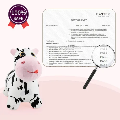 Miniatura 5 de INPANY Juguetes Saltarines de Vaca Animales de Granja para Regalos de Niña de 2 Años, Caballo Saltarín Inflable de Peluche para Niños, Montable Toro