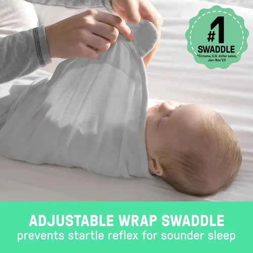 Miniatura 2 de SwaddleMe by Ingenuity Original Swaddle, 100% algodón, mejora el sueño y calma el reflejo de sobresalto, 0-3 meses, paquete de 3 - Dino Time