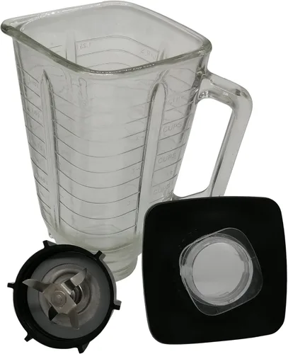 Miniatura 3 de Licuadora de repuesto para 5 tazas de vidrio con tapa de tarro y hoja de trituración de hielo de 4 puntos de acero inoxidable, tapa inferior