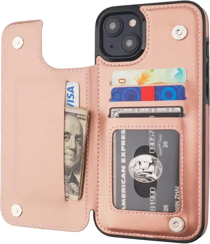 Miniatura 13 de ONETOP - Funda tipo cartera compatible con iPhone 15 Plus con soporte para tarjetas, funda de cuero PU con soporte y ranuras para tarjetas, doble