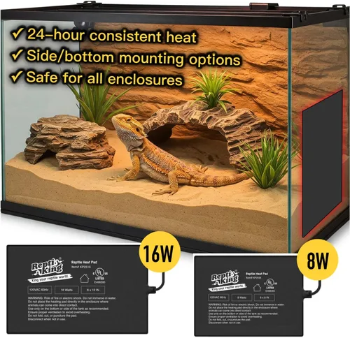 Miniatura 4 de Almohadilla de calor para reptiles, 6 x 8 pulgadas, 8 W, almohadilla térmica para tanque de reptiles, lagarto, serpiente, dragón barbudo, cangrejo