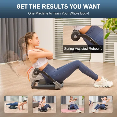 Miniatura 3 de ZELUS Máquina de abdominales con bandas de resistencia para gimnasio en casa, equipo de entrenamiento de abdominales 2 en 1 con asistencia de rebote