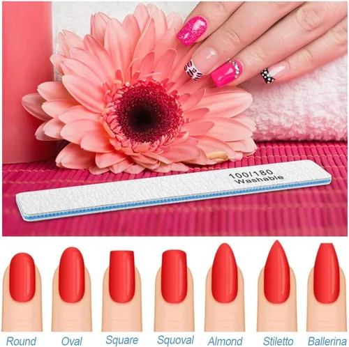 Miniatura 6 de Lima de uñas - Limas de uñas para uñas acrílicas de 100/180 granos, 12 piezas de tablas de esmeril de doble cara para uñas acrílicas y naturales