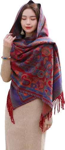 Miniatura 10 de iCuviy Bufanda grande de moda para invierno, chales y envolturas para mujer, extra suave, sensación de cachemira, bufandas frías para mujer