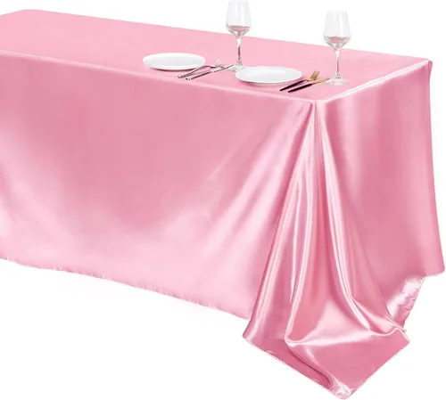 Miniatura 11 de TURSTIN Paquete de 4 manteles de satén negro de 102 x 58 pulgadas, mantel rectangular de seda brillante, tela suave, decoración de mesa para bodas