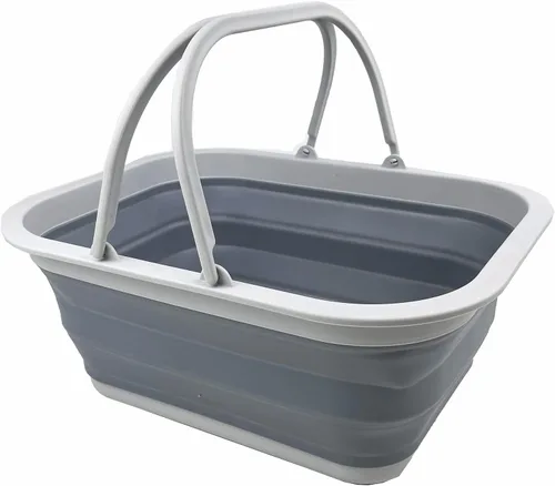 Miniatura 8 de SAMMART Tina plegable con asa de 15 litros (4 galones) – Cesta de picnic portátil – Contenedor de almacenamiento plegable para lavar platos, camping