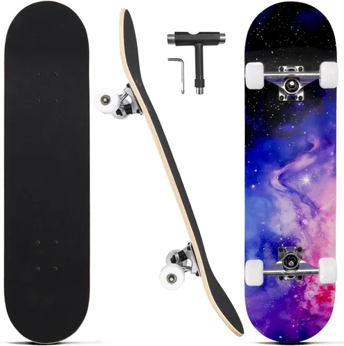 Miniatura 17 de Patinetas para principiantes, adultos, jóvenes, adolescentes, niños o niñas, de 31 x 8 pulgadas, patinetas completas de 7 capas de madera de arce