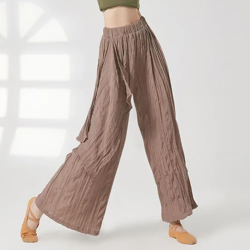 Miniatura 5 de Mnyycxen Womens Cozy Pants Fashion Ruched High Waist Trousers Side Graphic Twill Pants Casual Wide Leg Flowy Yoga Pant