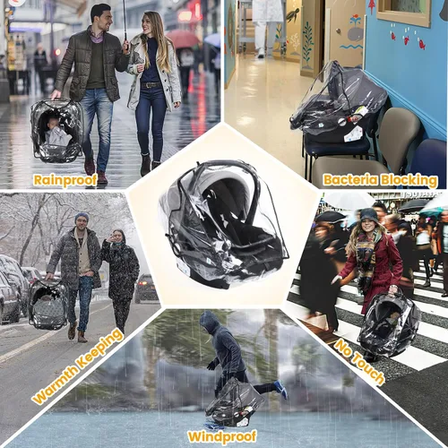 Miniatura 6 de Funda de lluvia universal para asiento de automóvil, EVA de grado alimenticio, protector impermeable contra la intemperie para asiento de automóvil