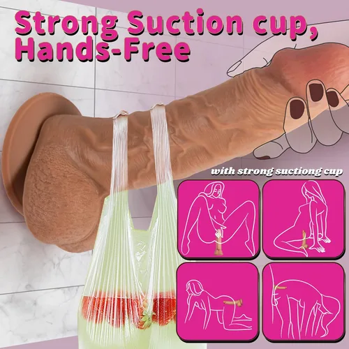Miniatura 2 de Consolador grande realista de silicona suave, consolador realista de estimulación del punto G del pene con ventosa para mujeres, juguetes anales