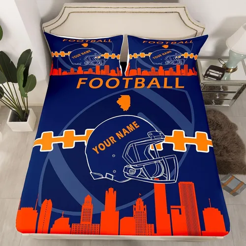 Miniatura 15 de Erosebridal Juego de sábanas bajeras personalizadas de fútbol americano para niños y niñas, juego de cama de jugadores de fútbol, juego de ropa