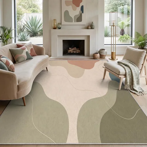Miniatura 11 de Abstract Mid Century Rug 2x3 ft, Teal Aqua Contour Wave Washable Area Rug, Soft Low Pile Non Slip Modern Rug for Living Room Bedroom Dining Room