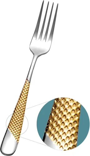 Miniatura 2 de Xideman® Juego de tenedores martillados prémium (8.1 pulgadas), cubiertos de tenedores de acero inoxidable 18/10, 6 tenedores de metal