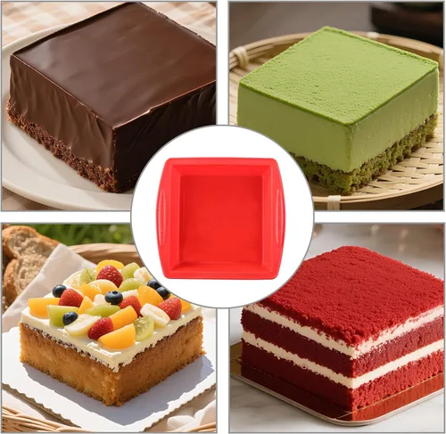 Miniatura 3 de Paquete de 2 moldes cuadrados de silicona para brownies, 8 x 8 pulgadas, para brownies, pasteles, pan, pastel y lasaña, sin BPA, resistente al
