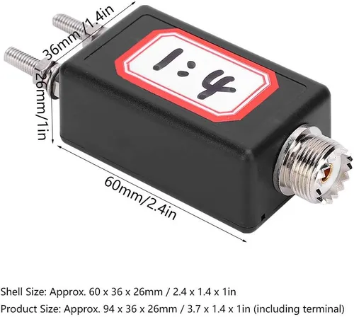 Miniatura 2 de Balun HF para antena QRP Mini Impedancia al aire libre Match para SDR Transceptor Estación de radio de onda corta (1:4)