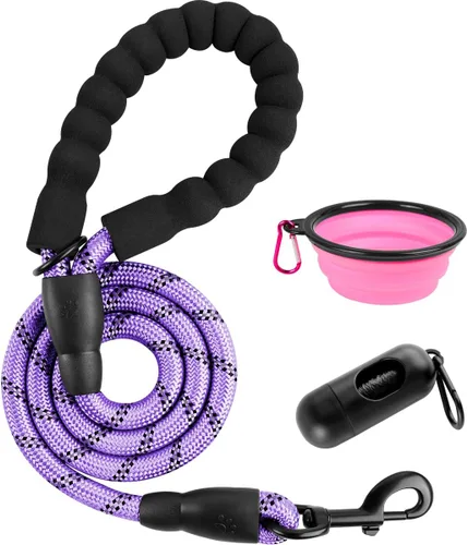 Miniatura 24 de BARKBAY Correas de perro para perros grandes, correa resistente de 4/5/6 pies con cómodo mango acolchado e hilos altamente reflectantes para perros